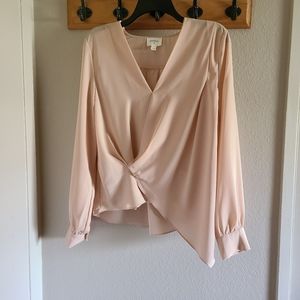 Everly Blush Pink Crossover Twist Blouse size M